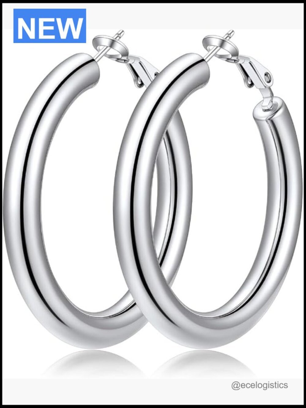 Chunky Hoop Earrings 5mm Thick Tube Hollow Lightweight Stainless Steel Earrings